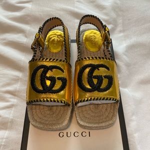 🚫SOLD🚫New! Gucci Gold Metallic Espadrilles- Size 7.5 US